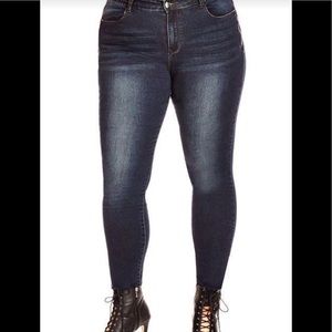 City chic Side zip dark rinse skinny jeans
